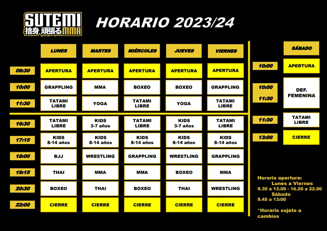 Horario del curso